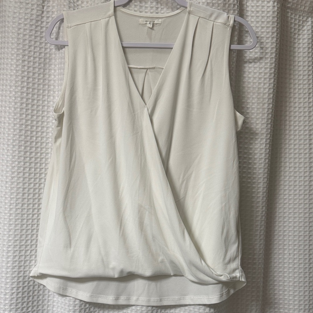 Classy White Sleeveless Wrap Top